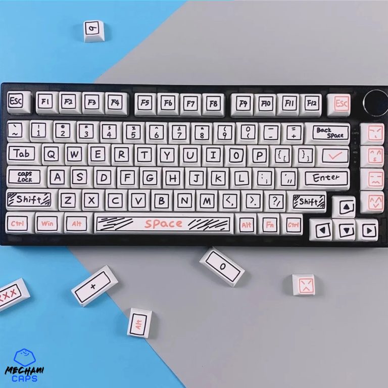 Scribble letters key caps custom artsy