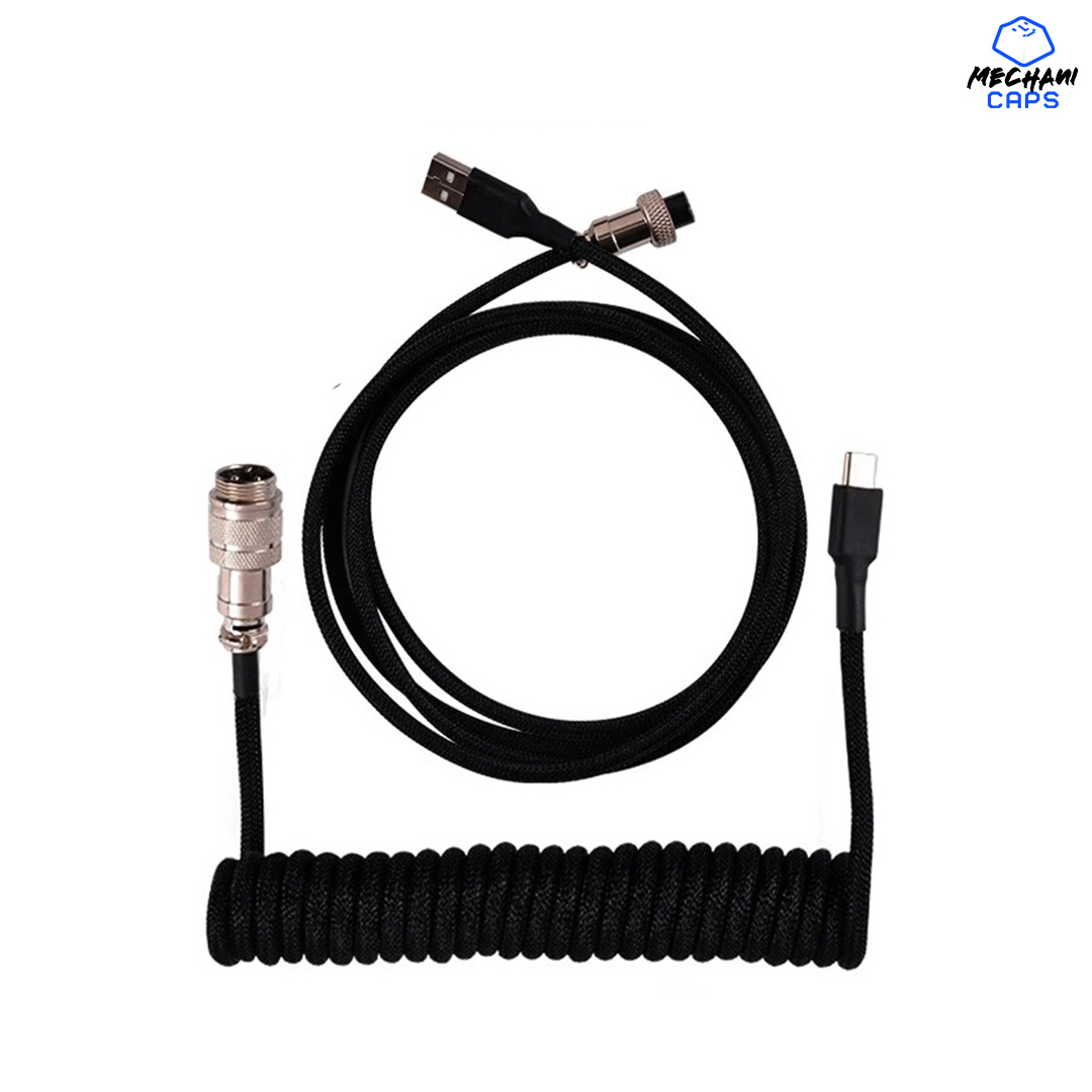 Coiled Mechanical Keyboard Cable Emerald