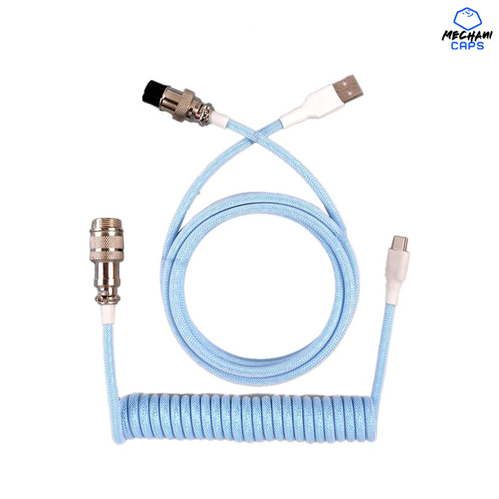 Blue Coiled Aviator Cable Type C for Mechanical Keyboards USB Keyboard Cable