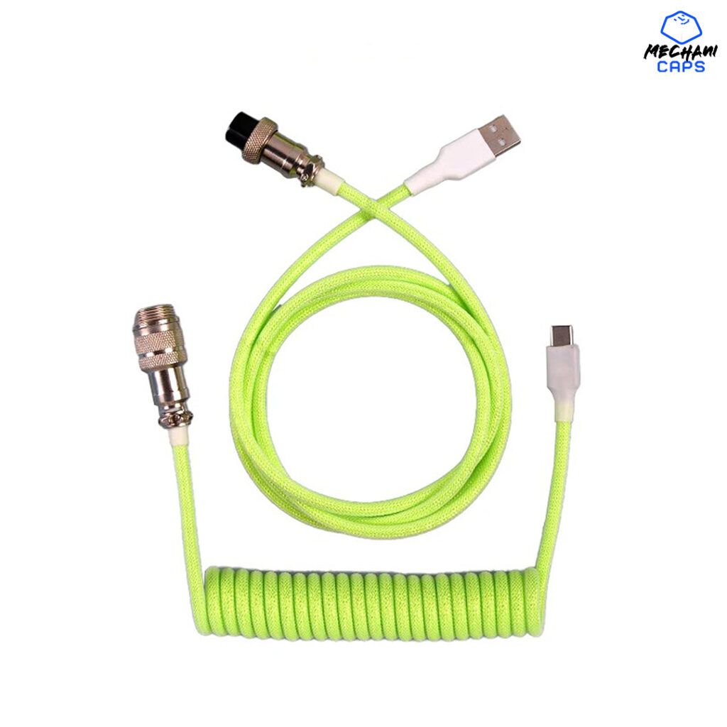 Green Coiled Aviator Cable Type C for Mechanical Keyboards USB Keyboard Cable