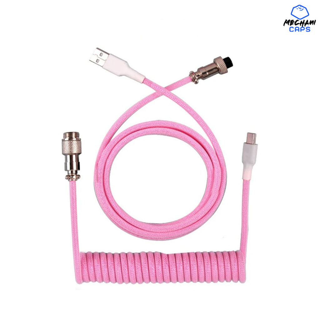 Pink Coiled Aviator Cable Type C for Mechanical Keyboards USB Keyboard Cable