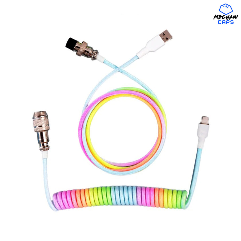 Rainbow Coiled Aviator Cable Type C for Mechanical Keyboards USB Keyboard Cable