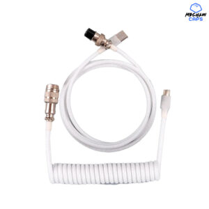 White Coil Aviator Cable Type C for Mechanical Keyboards USB Keyboard Cable